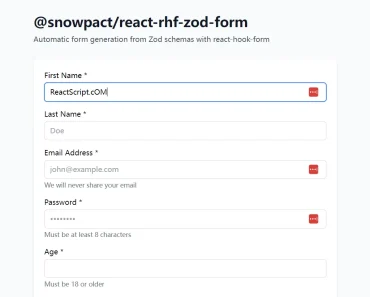 Auto-Generate Forms from Zod Schemas – react-rhf-zod-form