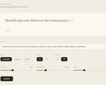 React Typing Animation Library with WAAPI Blur – Kasumi